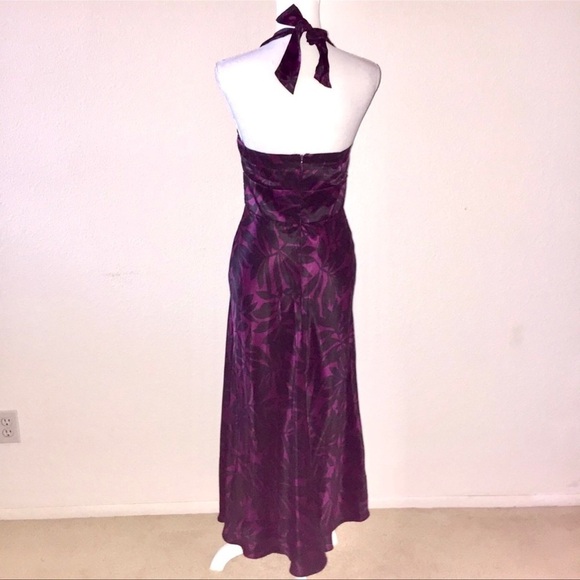 Donna Ricco Y2K Halter Silk Chiffon beaded purple Maxi Dress Boho Adjustable 4 - Picture 5 of 8